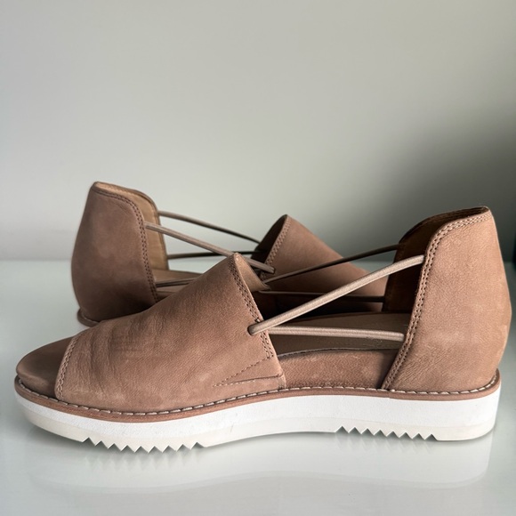 Eileen Fisher Ken Tumbled Nubuck Leather Sandal Elastic Platform Size 8 - Picture 8 of 11